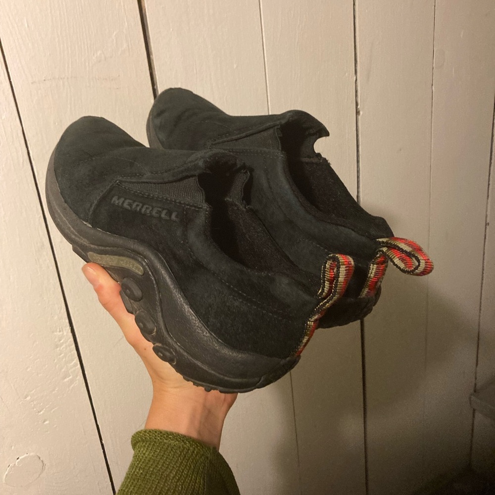 Merrell Jungle Moc Black Suede Slip On Comfort Trail Hiking Walking Shoes 6.5